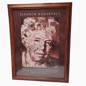 Framed Poster, The Many Faces of Eleanor Roosevelt Quote Brett Kaufman Art 27x21